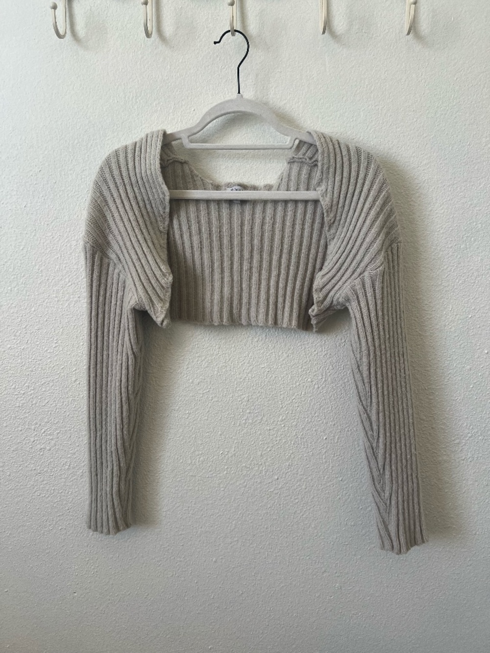 Beginning Boutique Elsa Gray Tan Knit Bolero